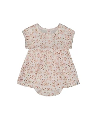 Deux par Girls' Organic Cotton Pointelle Romper Printed - Baby