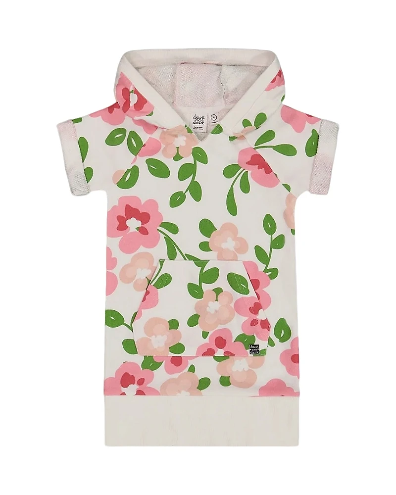 Deux par Deux Girls' Printed French Terry Hooded Dress - Little Kid