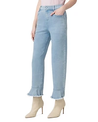 High Rise Ruffle Hem Skimmer Jeans