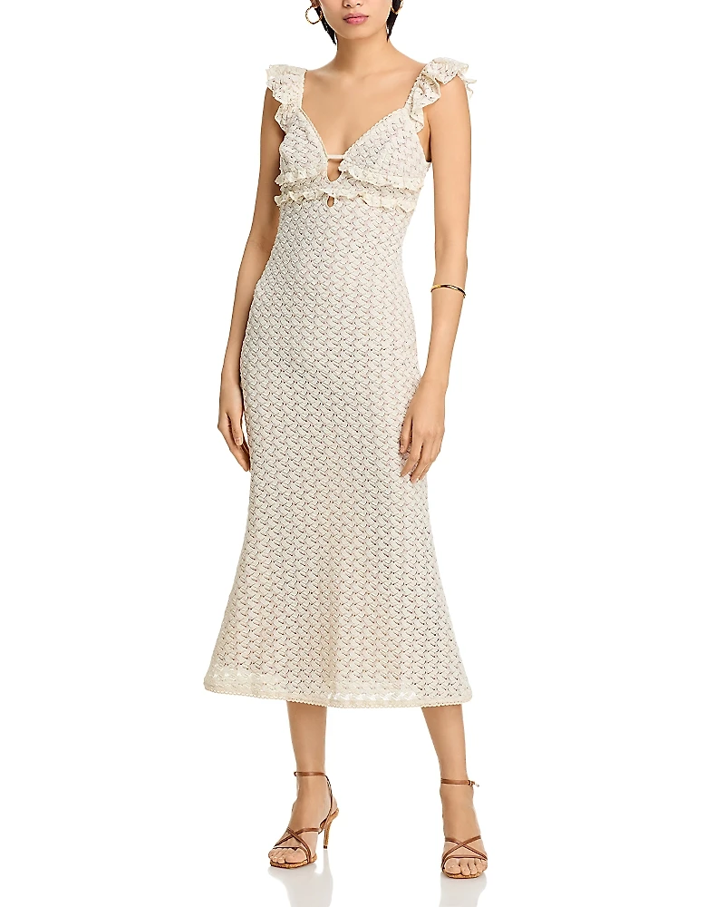 Aqua Crocheted Midi Dress - Exclusive