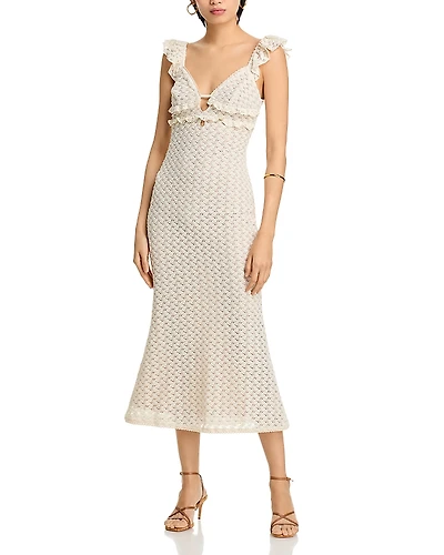 Aqua Crocheted Midi Dress - Exclusive