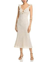 Aqua Crocheted Midi Dress - Exclusive