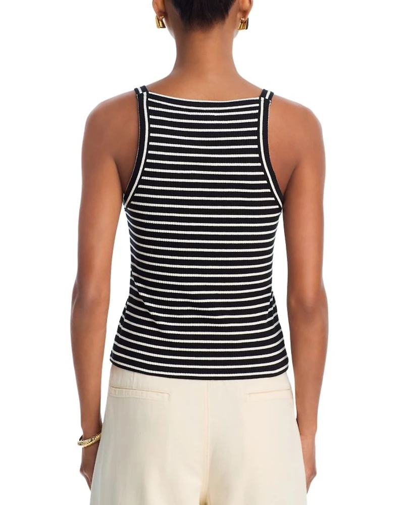 Striped Button Front Tank Top
