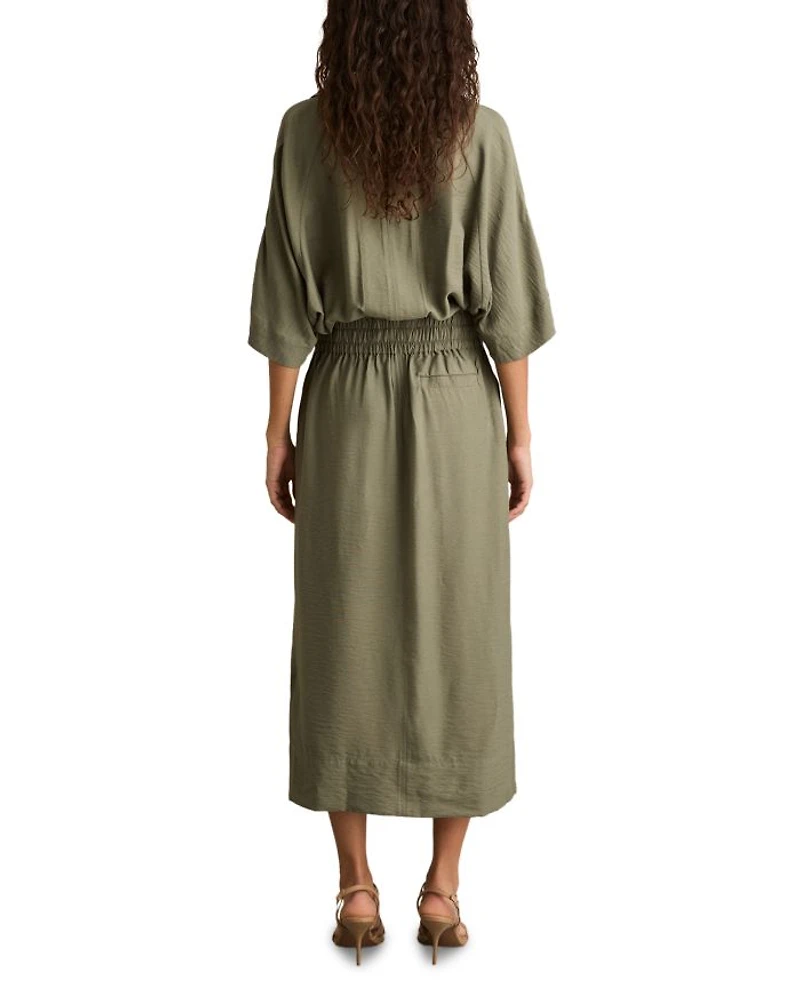 Petites Cecelia Shirred Waist Midi Dress