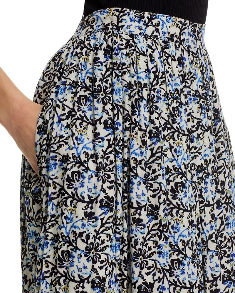 Blue Vine Midi Skirt