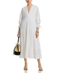 Tonal Embroidery Midi Dress