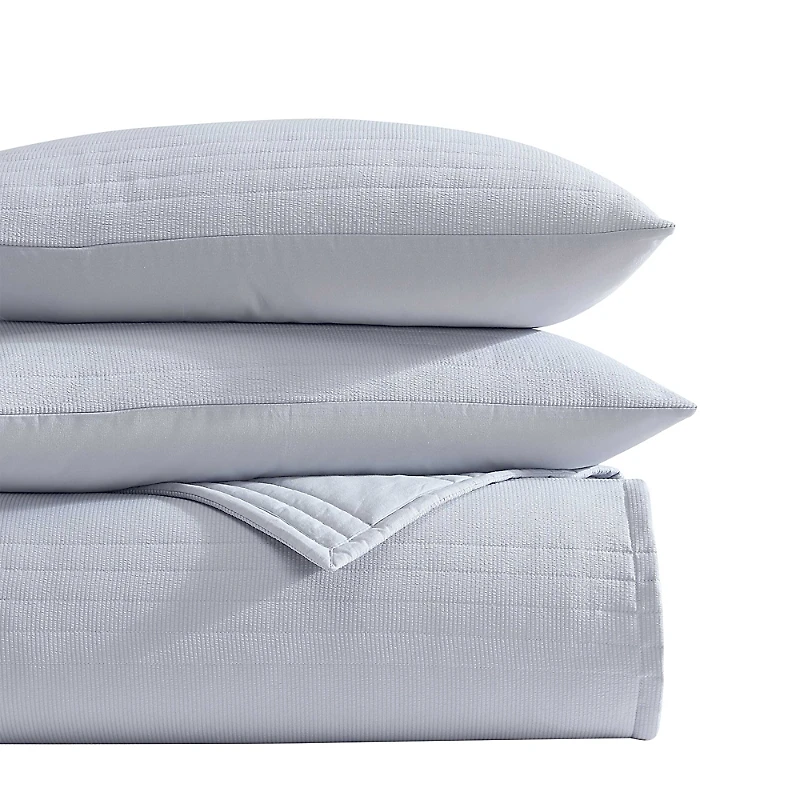 Vera Wang Seersucker Stripe 3 Piece Quilt Set