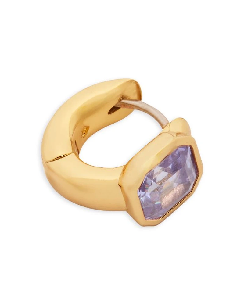 Keep Sparkling Asscher Cut Stone Huggie Hoop Earrings