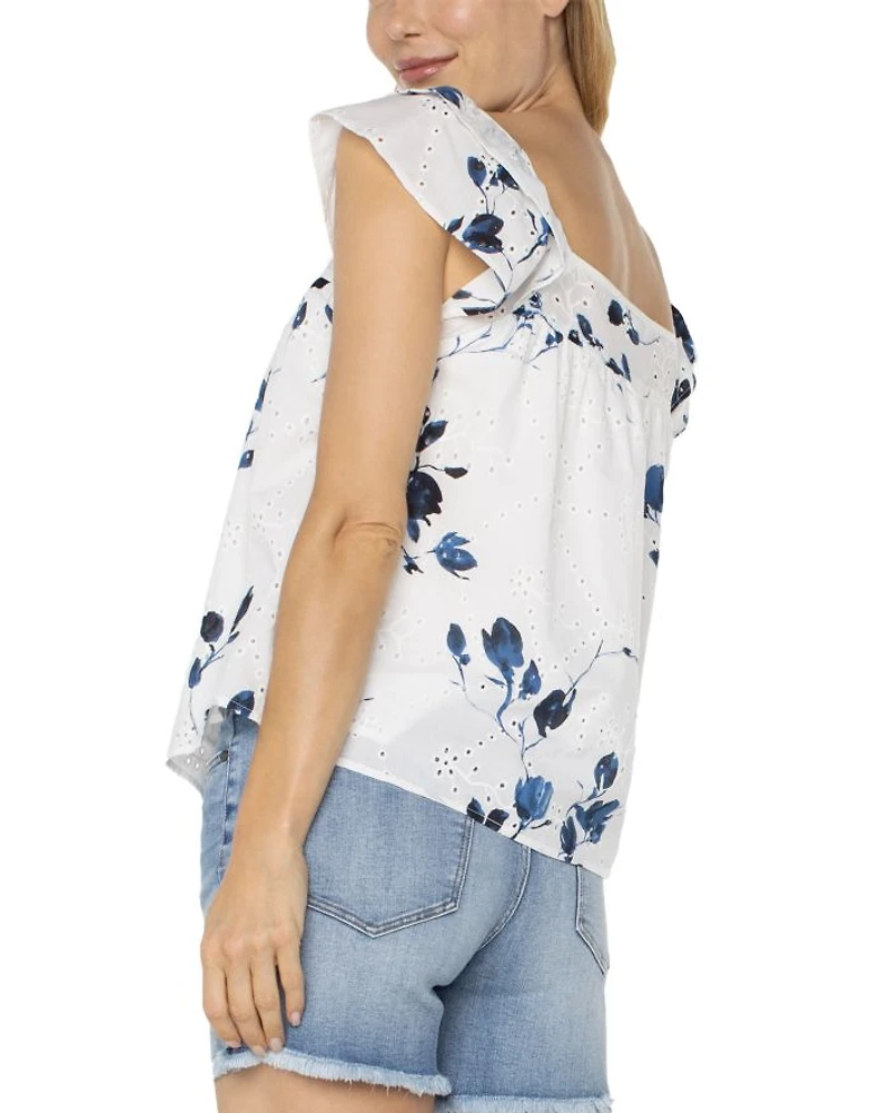 Square Neck Eyelet Top