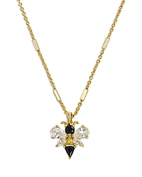 Mixed Crystal Bee Pendant Necklace in 14K Gold Plated, 18"