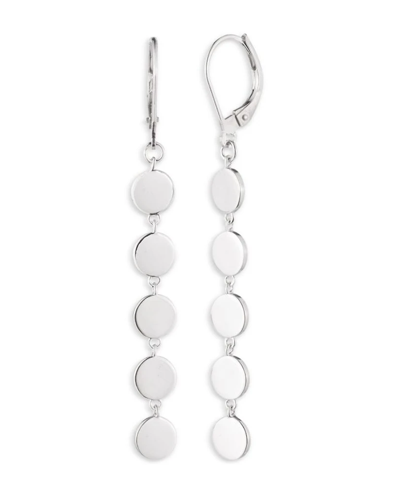 Disc Linear Drop Earrings in Sterling Silver