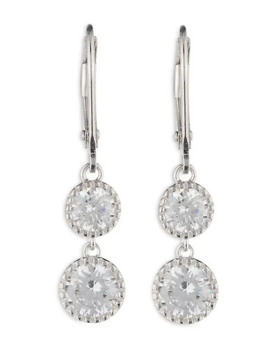 Cubic Zirconia Double Drop Earrings in Sterling Silver