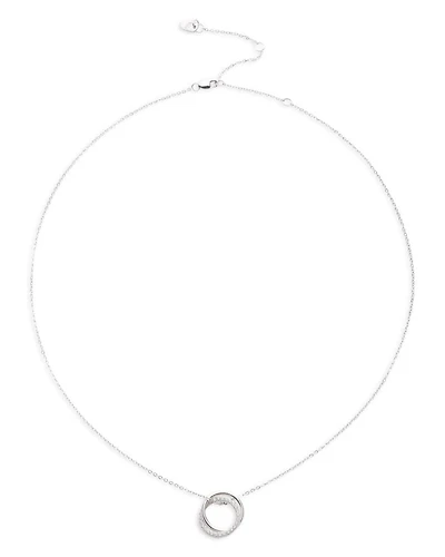 Pavé Ring Pendant Necklace in Sterling Silver, 16"-19"