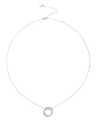Pavé Ring Pendant Necklace in Sterling Silver, 16"-19"
