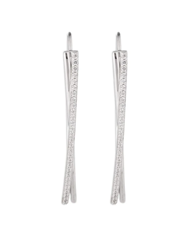 Pavé Threader Earrings in Sterling Silver