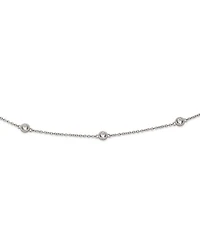 Cubic Zirconia Station Link Bracelet in Sterling Silver