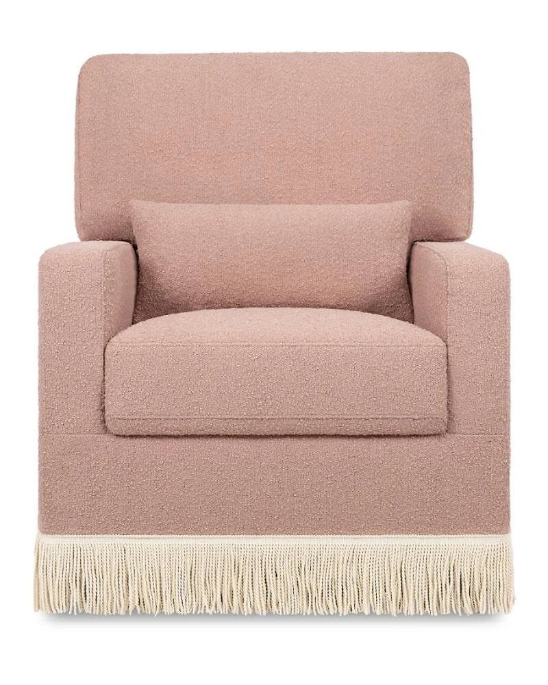 Crawford Pillowback Comfort Swivel Glider - Bouclé with Tassel Fringe