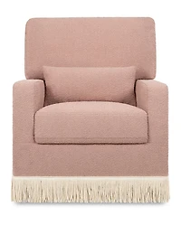Crawford Pillowback Comfort Swivel Glider - Bouclé with Tassel Fringe