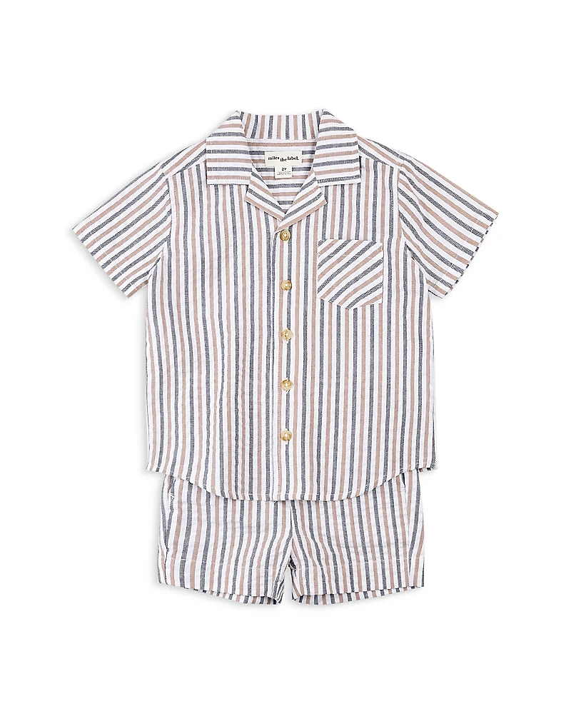 Miles The Label Boys' Striped Seersucker Shirt & Shorts Set - Baby