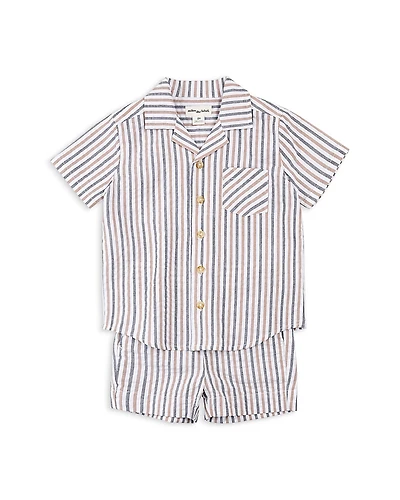 Miles The Label Boys' Striped Seersucker Shirt & Shorts Set - Baby
