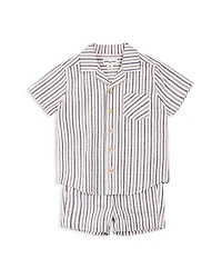 Miles The Label Boys' Striped Seersucker Shirt & Shorts Set - Baby
