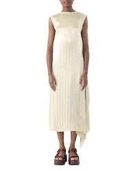 Crinkled Satin Open Pleat Dress