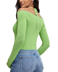 Stretch Rib Knit Off Shoulder Top