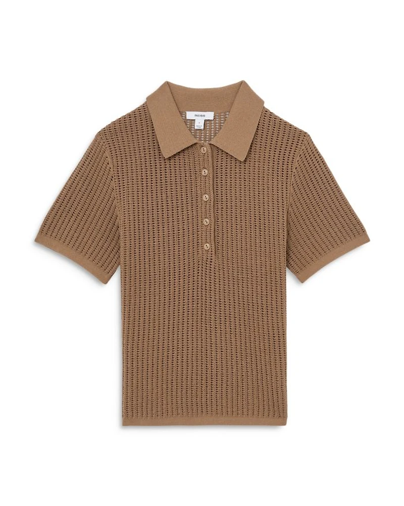 Open Stitch Polo Top