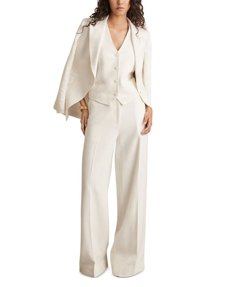 Petites Double Breasted Peak Lapel Blazer