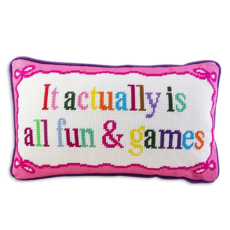 Furbish Studio Fun And Games Needlepoint Decorative Pillow