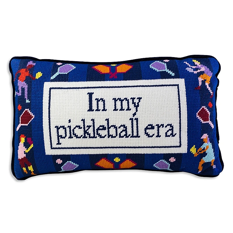 Furbish Studio Pickleball Era Needlepoint Decorative Pillow