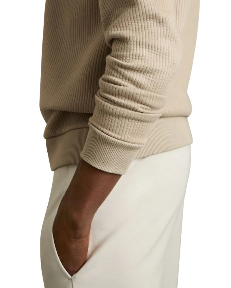 Ribbed Funnel Neck Half Zip Shirt