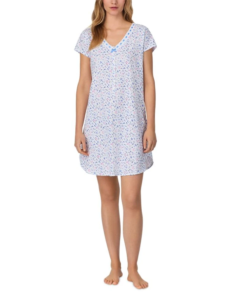 Floral Dainty Cap Short Nightshirt