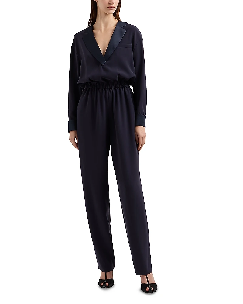 Emporio Armani Cady Satin Trim Jumpsuit