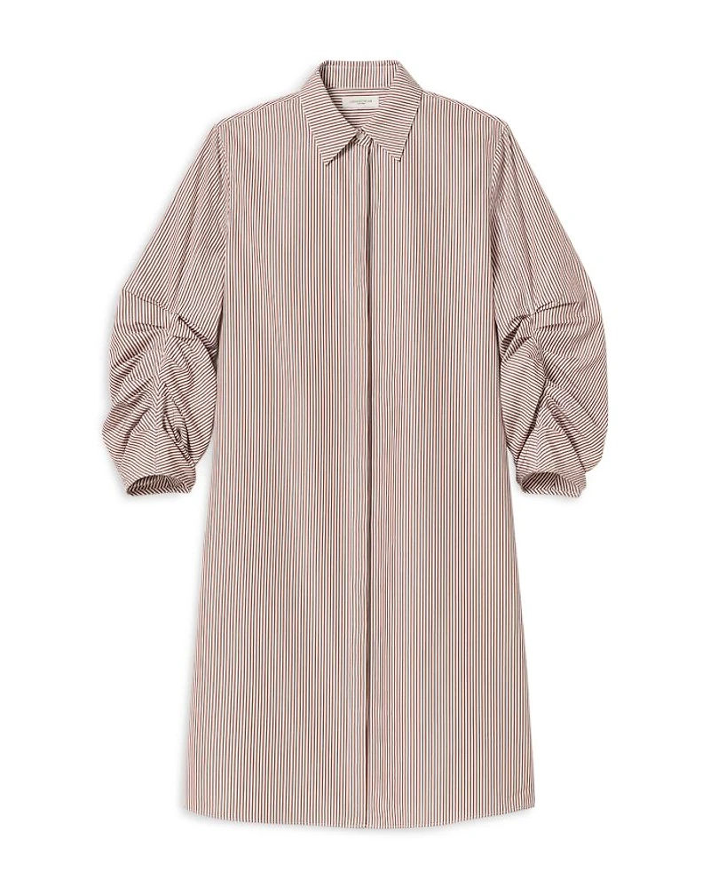 Ruched Sleeve Shirt Dress