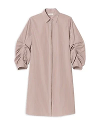 Ruched Sleeve Shirt Dress
