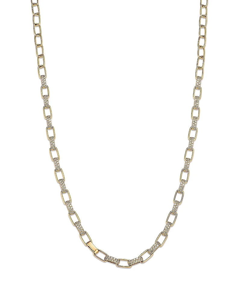 Bloomingdale's Fine Collection Diamond Paperclip Link Collar Necklace