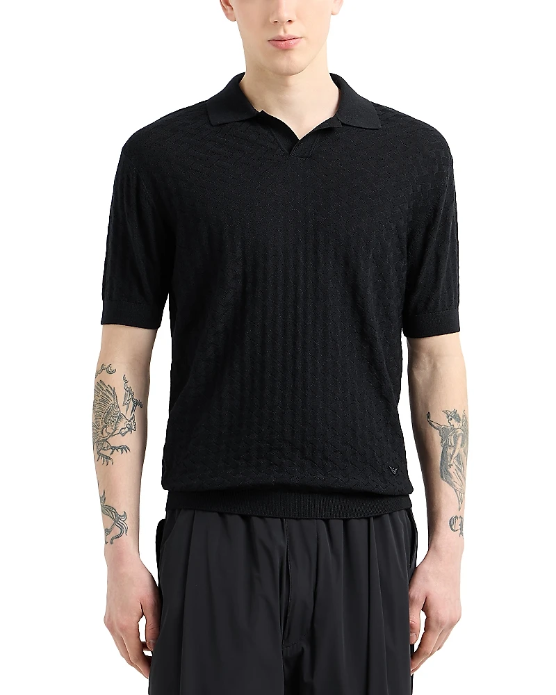 Emporio Armani Virgin Wool Short Sleeve Polo Sweater