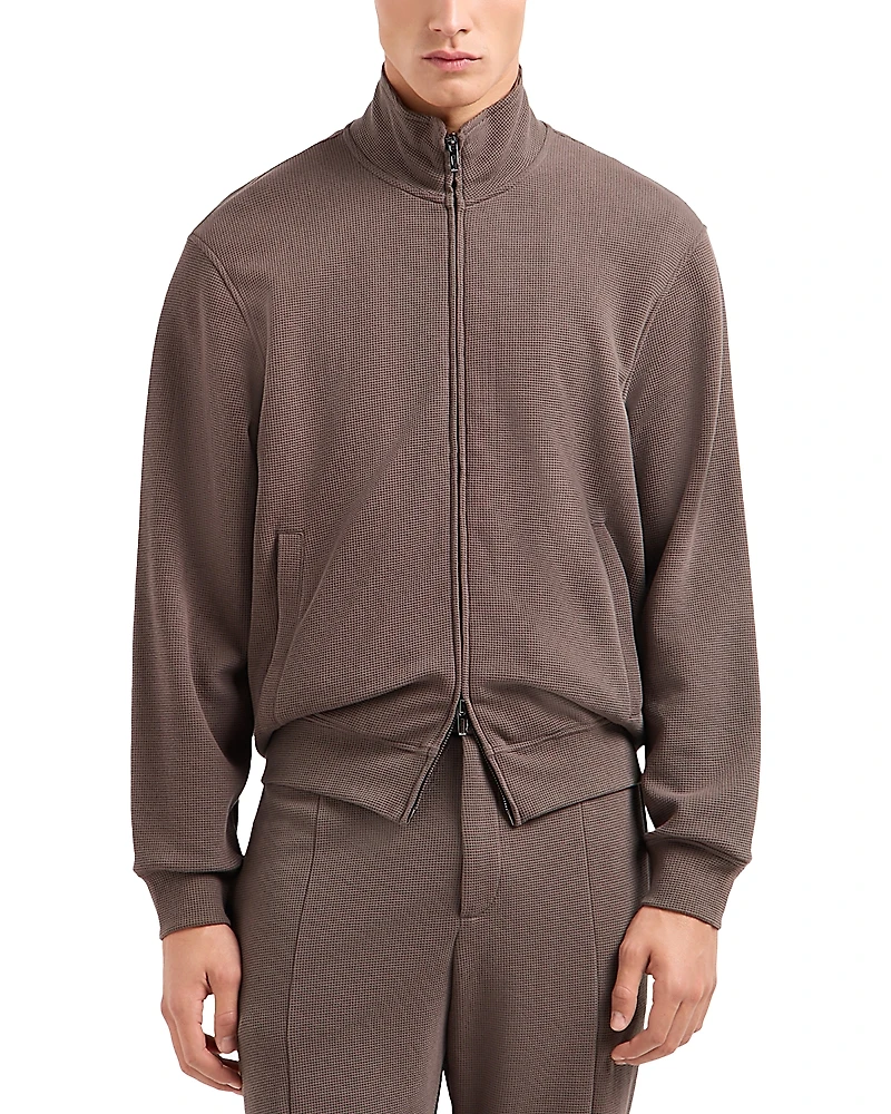 Emporio Armani Textured Zip Up Sweatshirt