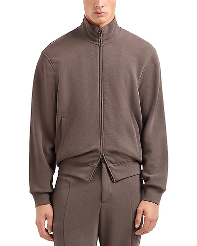 Emporio Armani Textured Zip Up Sweatshirt