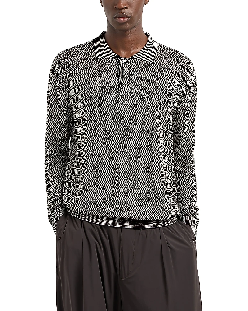 Emporio Armani Linen Blend Polo Sweater