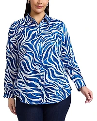 Foxcroft Plus Zoey Long Sleeved Tonal Zebra Shirt