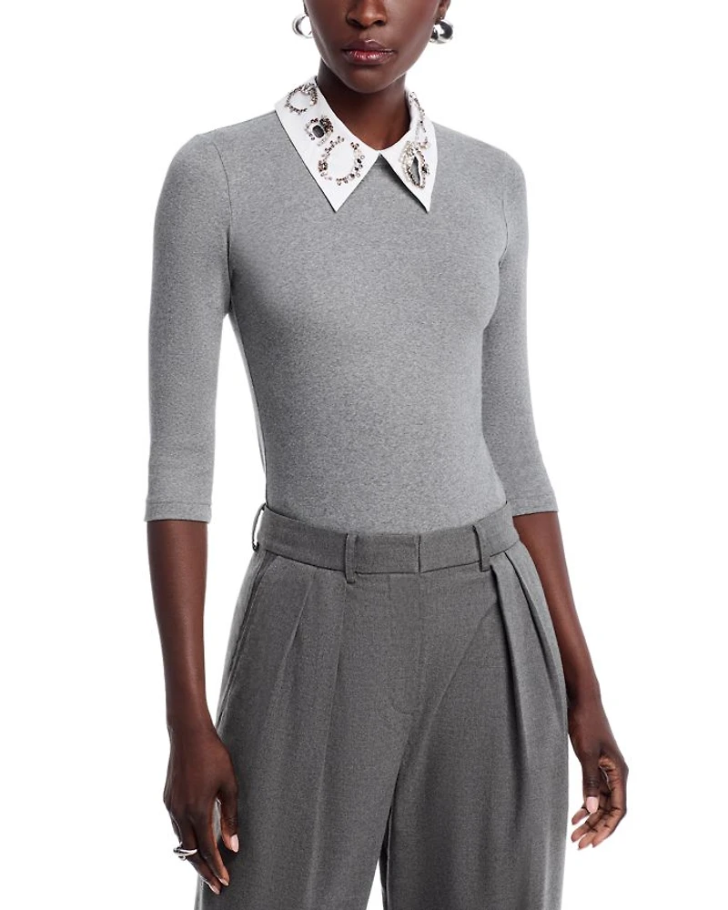 Embellished Collar Top
