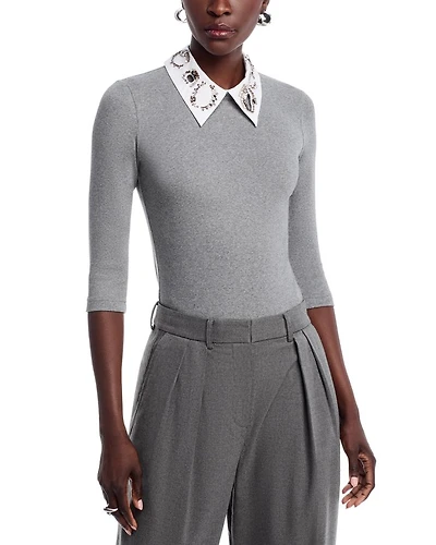 Embellished Collar Top