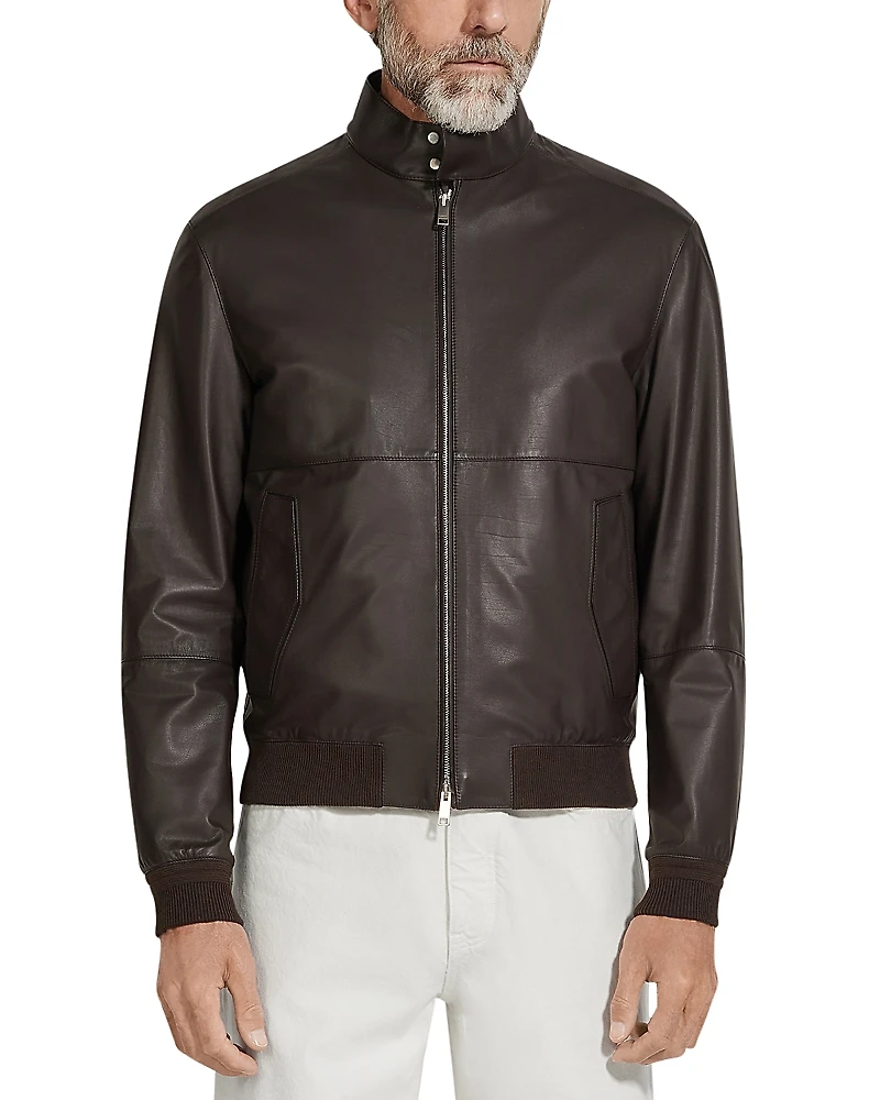 Zegna Nappa Leather Bomber Jacket