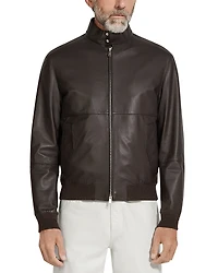 Zegna Nappa Leather Bomber Jacket
