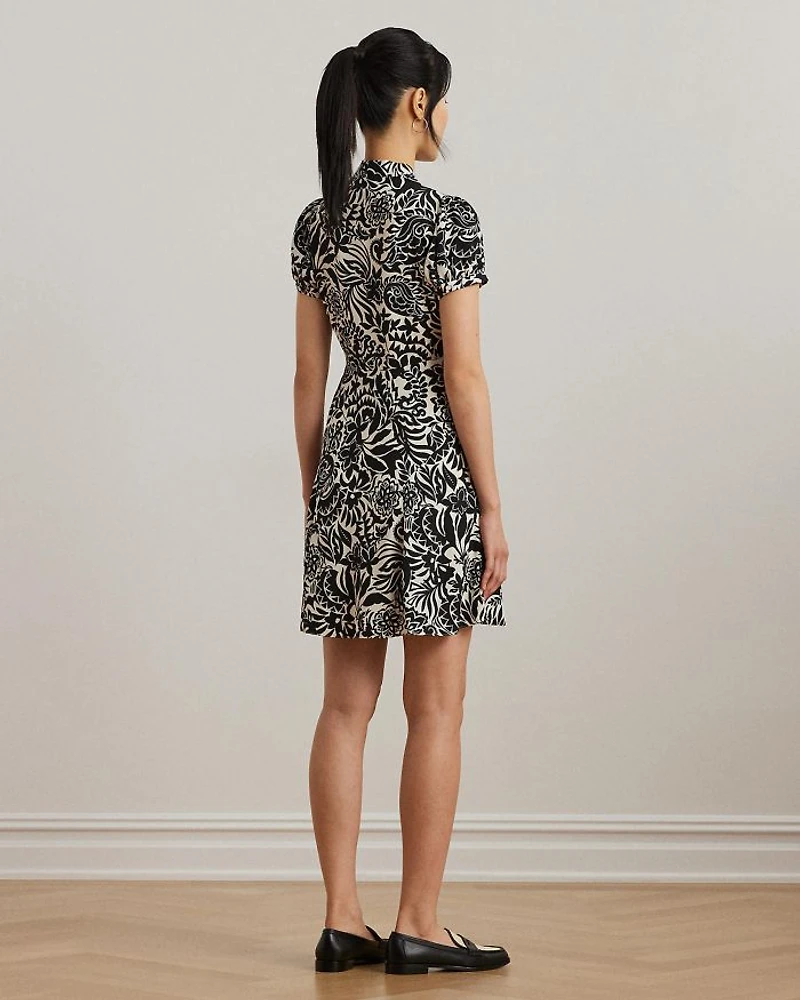 Floral Crepe Short Sleeve Dress
