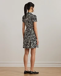 Floral Crepe Short Sleeve Dress