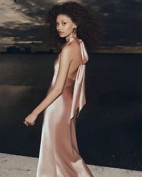 Charmeuse Halter Neck Long Dress - Exclusive