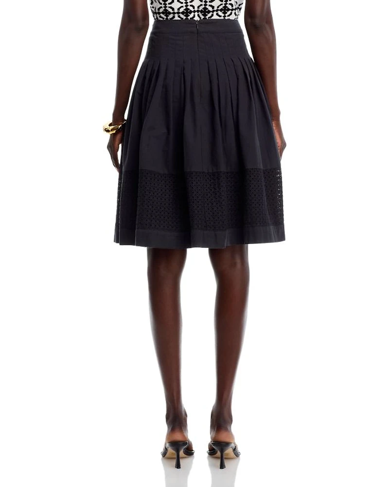 Pleated Embroidered Skirt